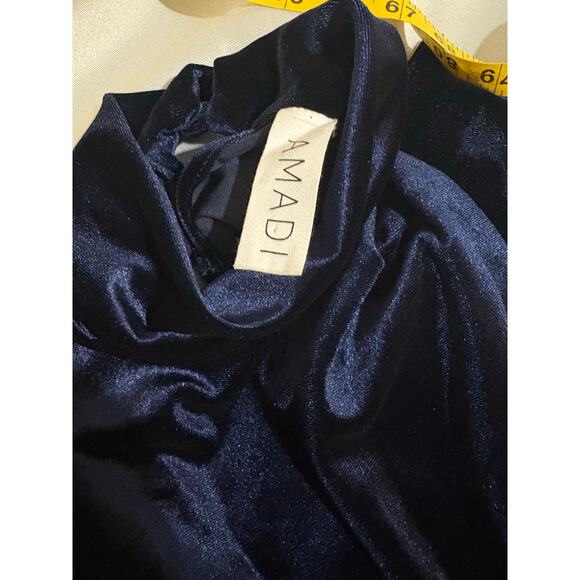 Anthropologie Women's Amandi Velvet Long Sleeve Maxi Dress  Blue Size Medium - Picture 13 of 16